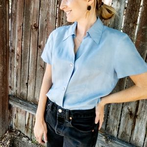 Vintage Josephine Chaus Short Sleeve Button Down 8